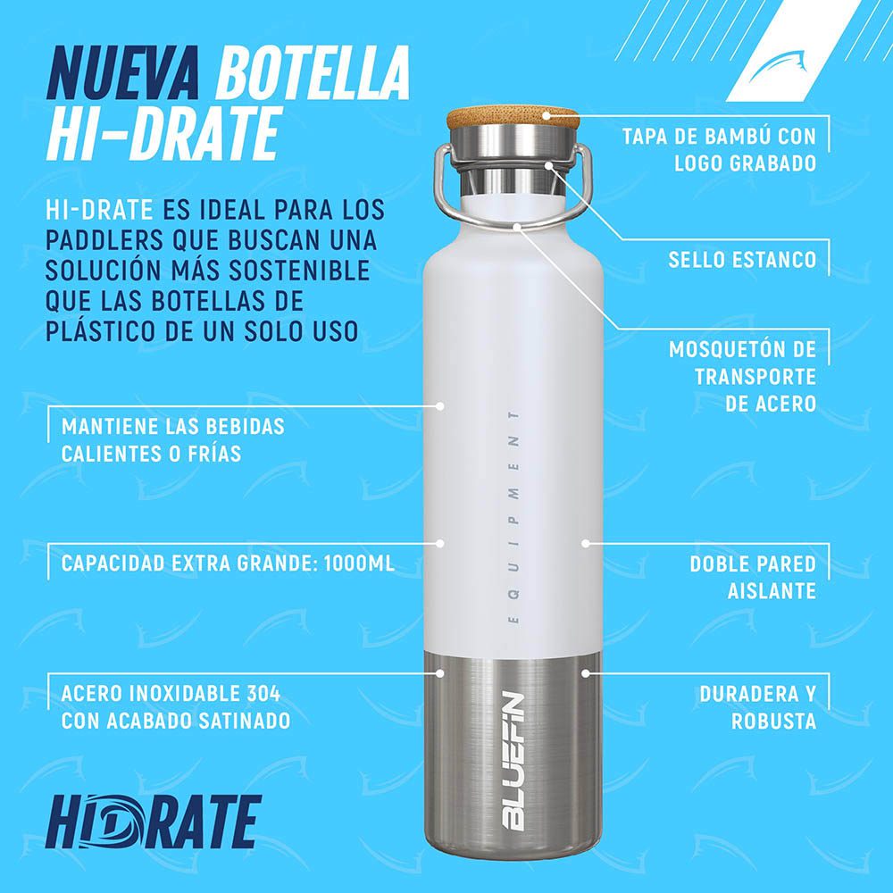 Bluefin botella de agua de acero inoxidable de 1 litro