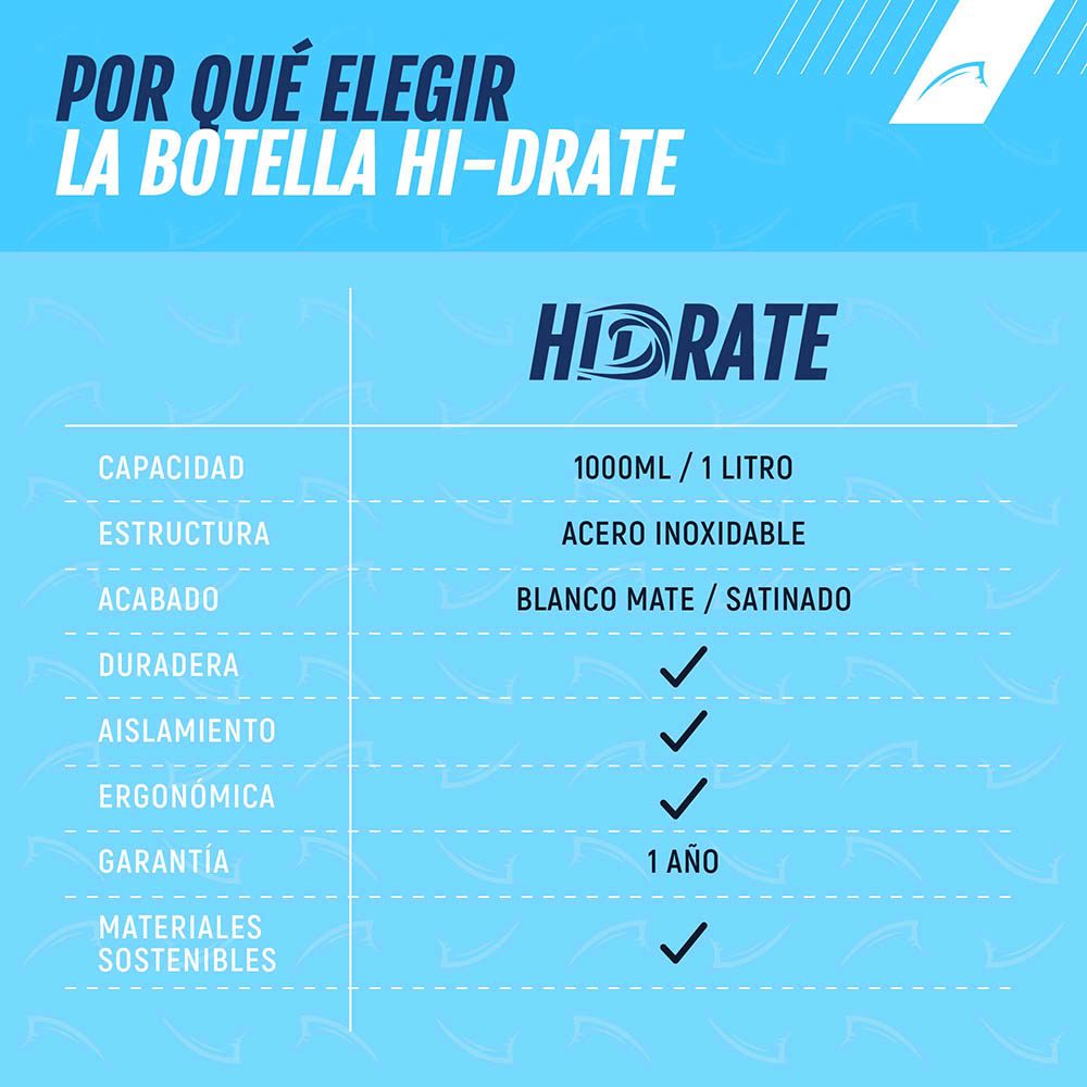 Bluefin botella de agua de acero inoxidable de 1 litro