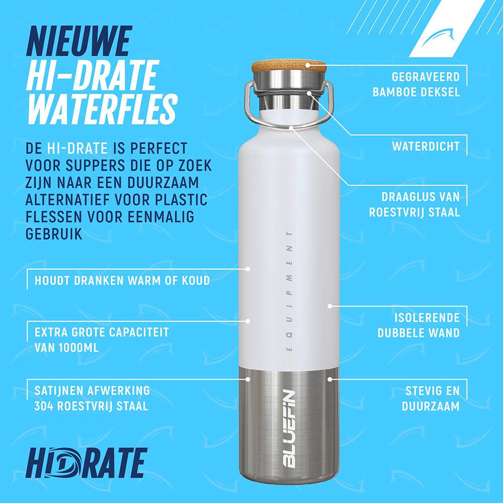 Bluefin 1l waterfles van roestvrij staal