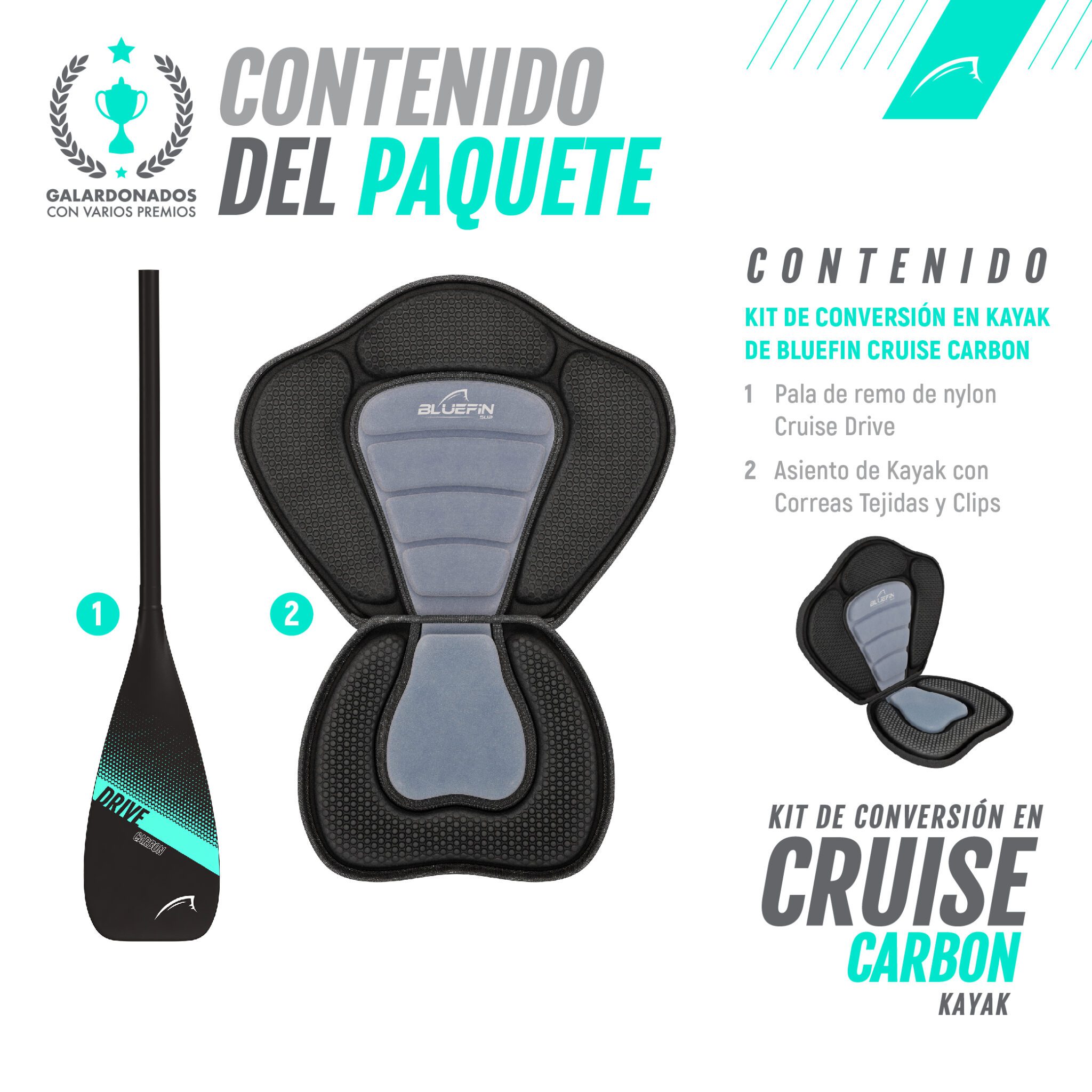 Bluefin cruise carbon kayak conversion kit