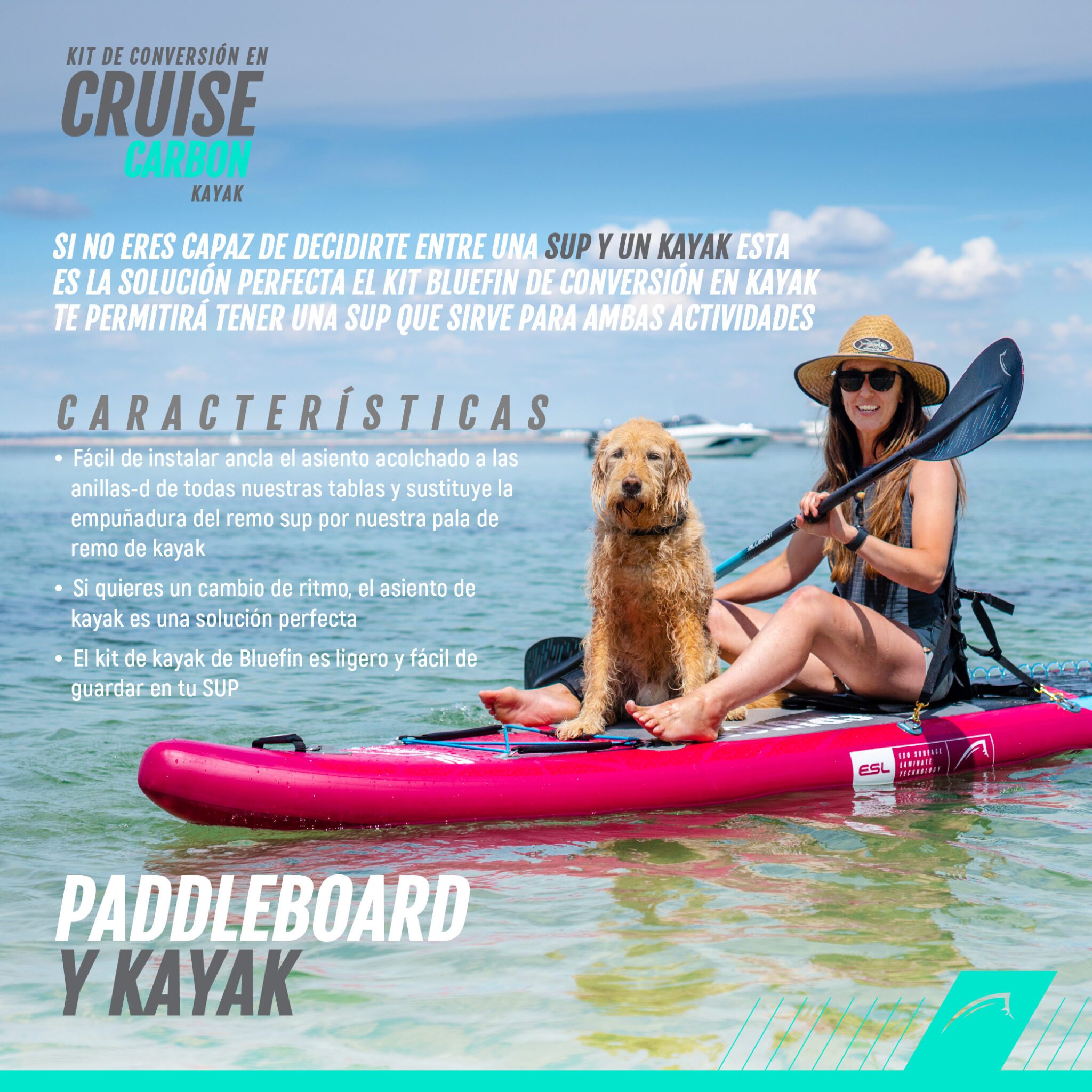 Bluefin cruise carbon kayak conversion kit