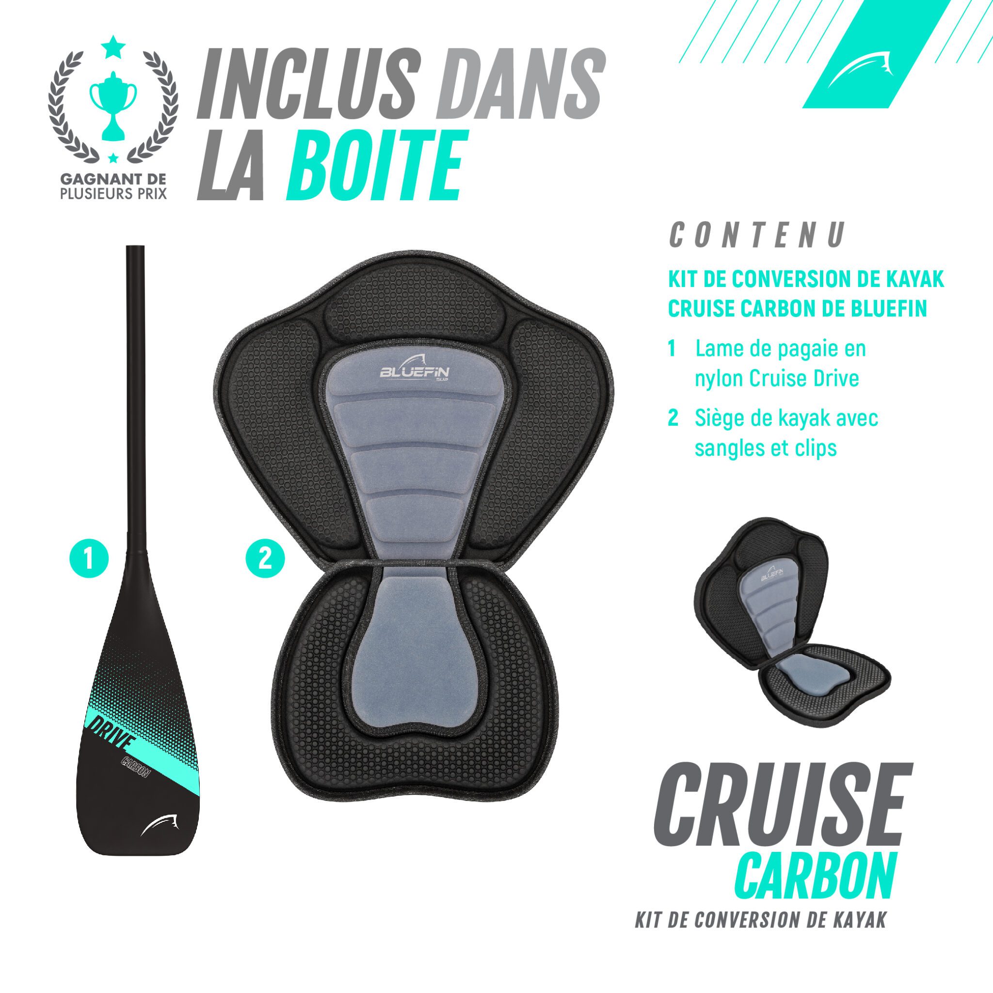 Bluefin cruise carbon kayak conversion kit